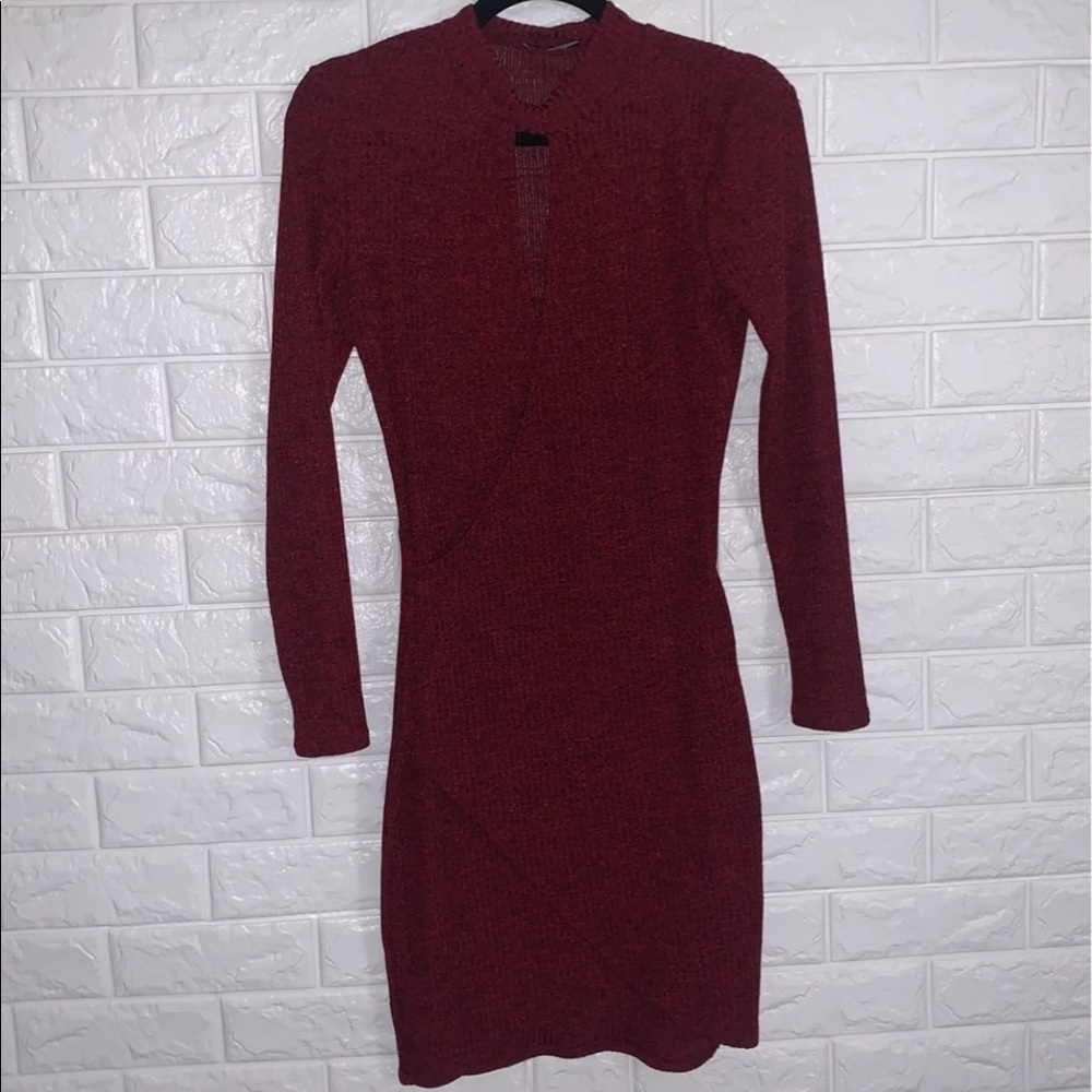 Fashion Nova Burgundy Knit Dress